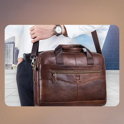 Mason | Premium Leather Laptop Bag with Stylish Curved Zipper