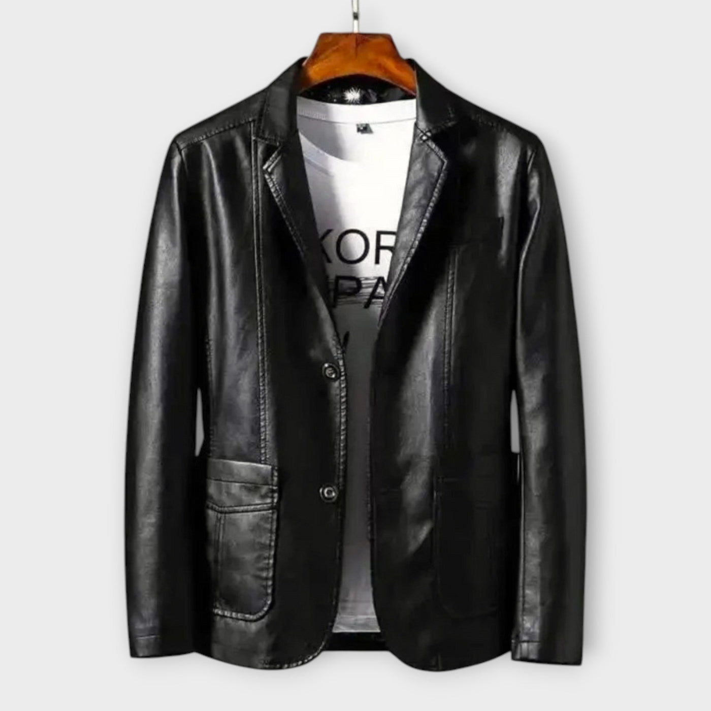 Frederik | Noir Leather Blazer