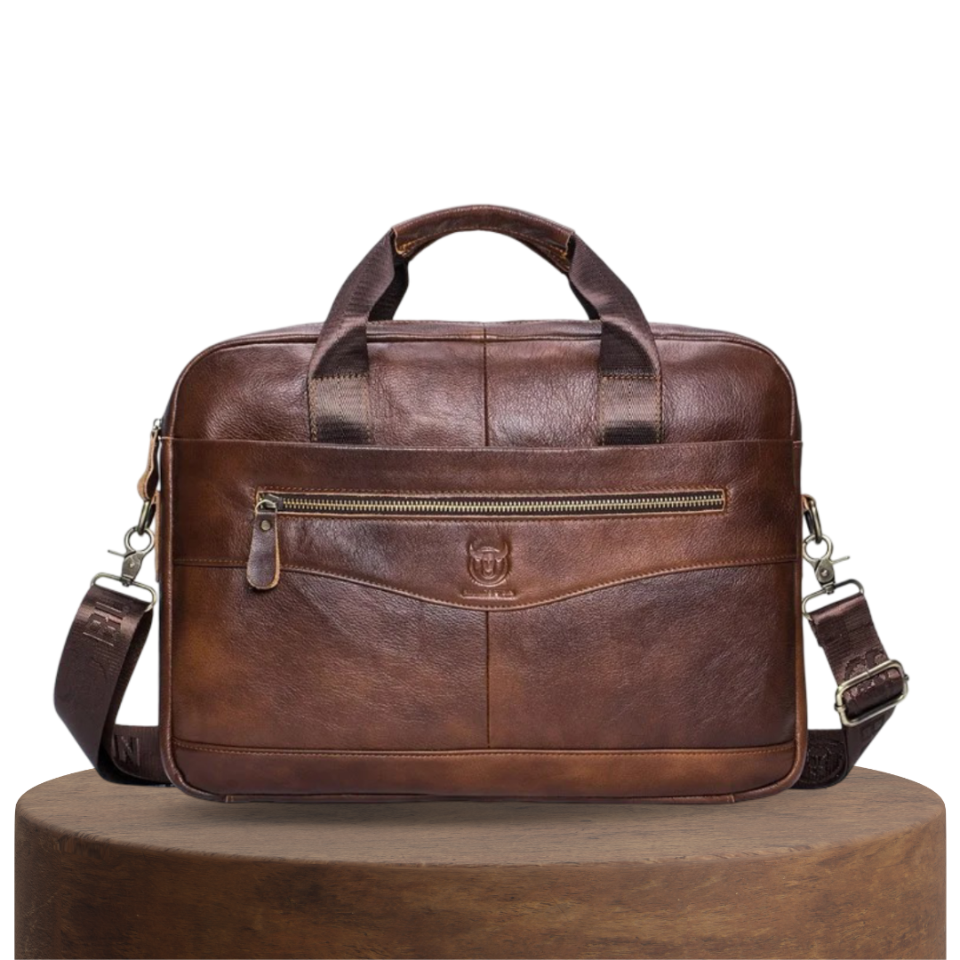 Mason | Premium Leather Laptop Bag with Stylish Curved Zipper