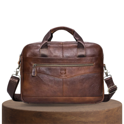 Mason | Premium Leather Laptop Bag with Stylish Curved Zipper