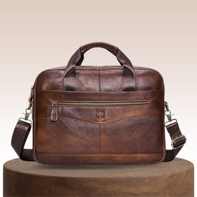 Mason | Premium Leather Laptop Bag with Stylish Curved Zipper