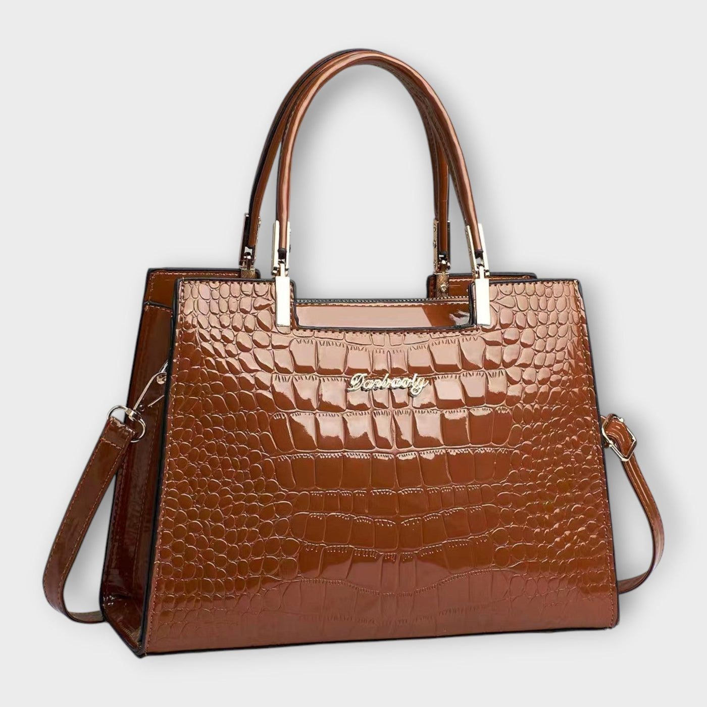 Madison - Shiny Crocodile-Embossed Handbag