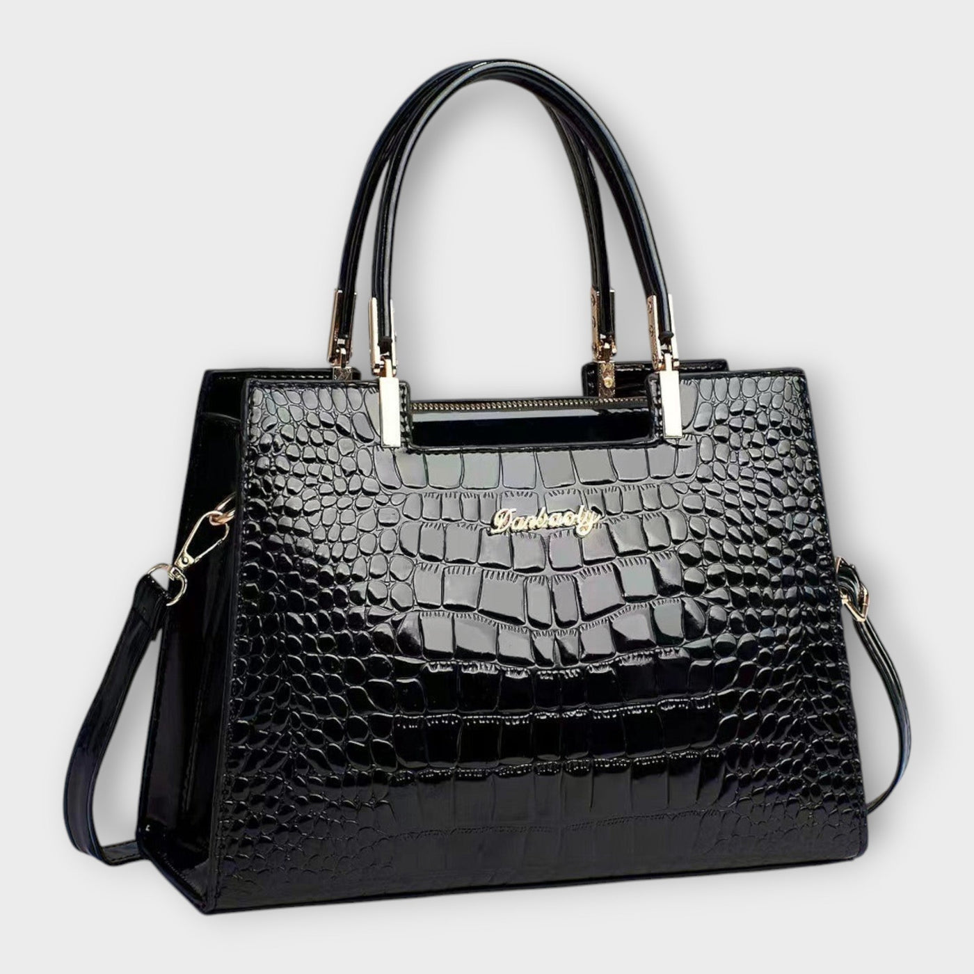 Madison - Shiny Crocodile-Embossed Handbag