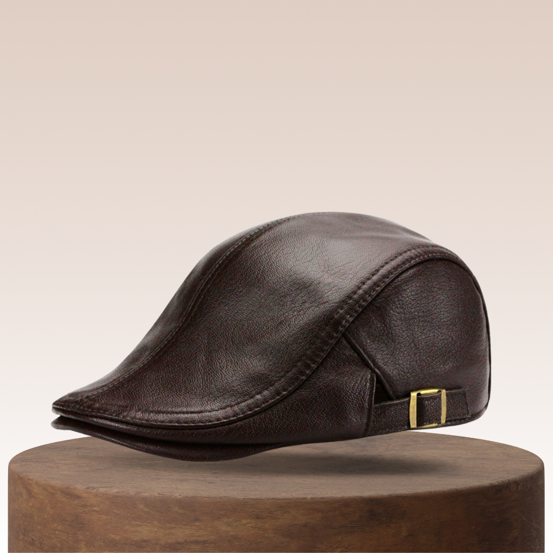 Hanz | Genuine Leather Adjustable Newsboy Cap