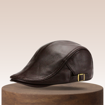 Hanz | Genuine Leather Adjustable Newsboy Cap