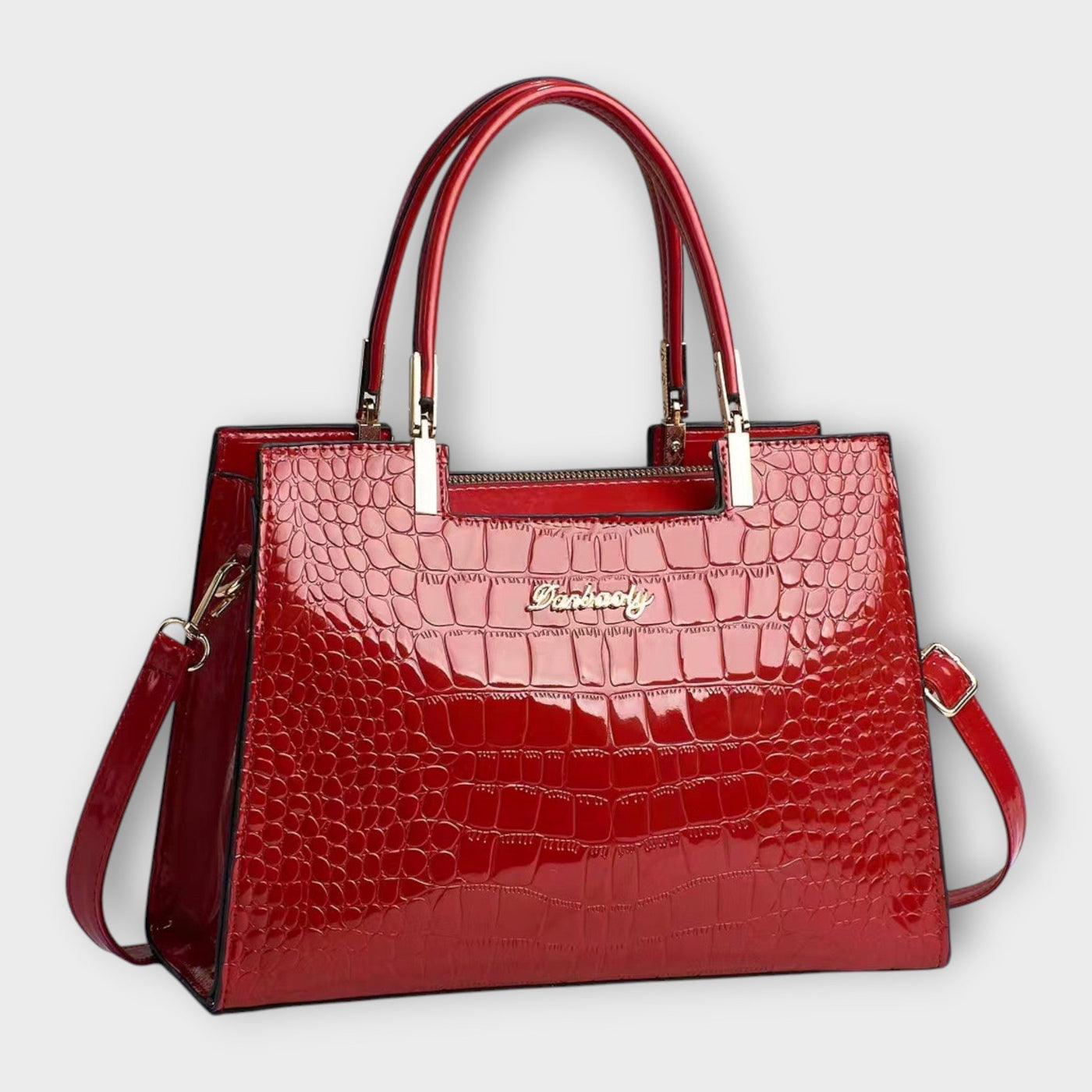 Madison - Shiny Crocodile-Embossed Handbag
