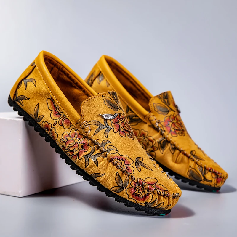 Floral Embellished Leather Loafers