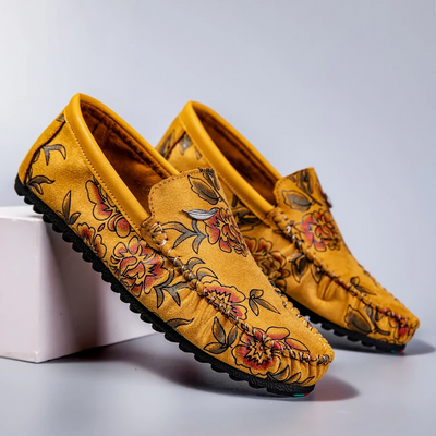 Floral Embellished Leather Loafers