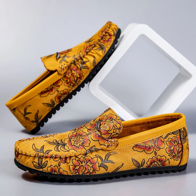 Floral Embellished Leather Loafers