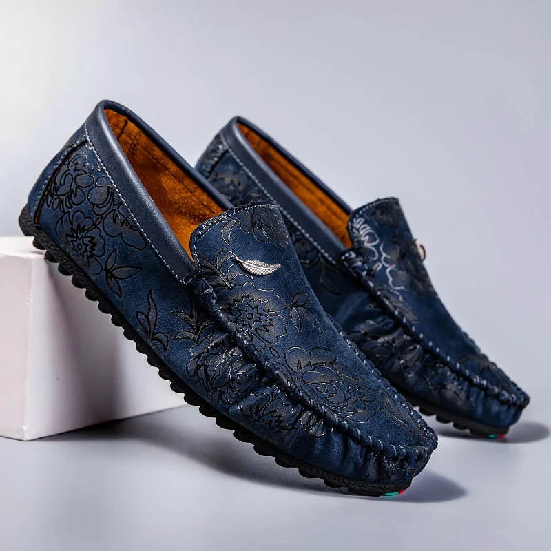 Floral Embellished Leather Loafers