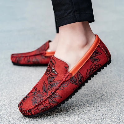 Floral Embellished Leather Loafers