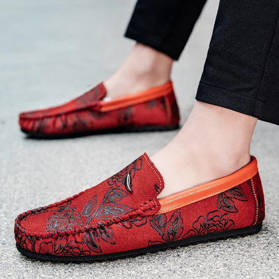 Floral Embellished Leather Loafers