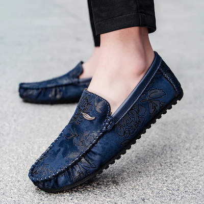 Floral Embellished Leather Loafers