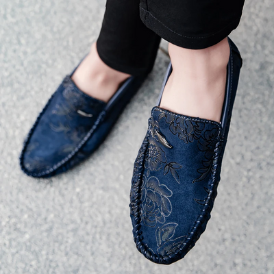 Floral Embellished Leather Loafers