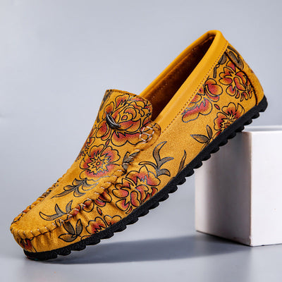 Floral Embellished Leather Loafers