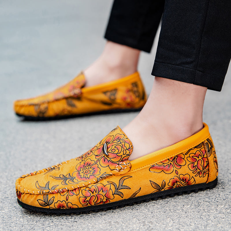 Floral Embellished Leather Loafers