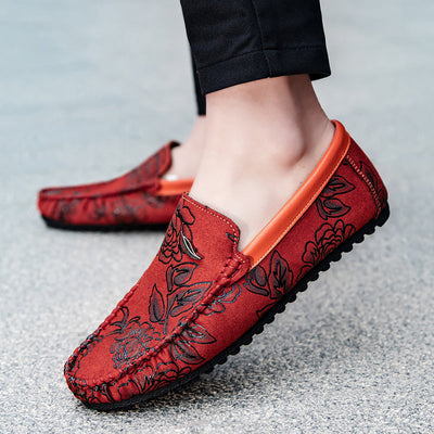 Floral Embellished Leather Loafers