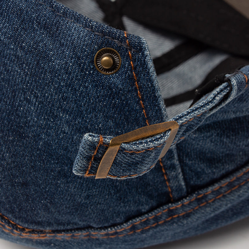 Denim-Embroidered Cap