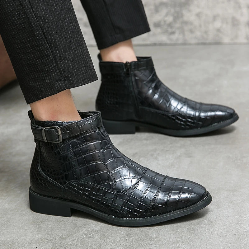 Dylan | Ankle Boots with Synthetic Leather Buckle | Handcrafted Shoes