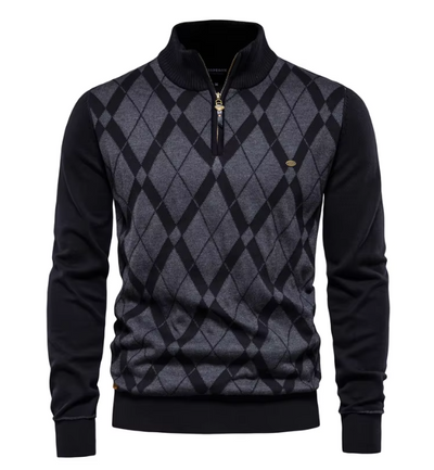 Rowe | Argyle Zip Sweater