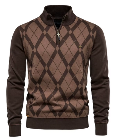 Rowe | Argyle Zip Sweater