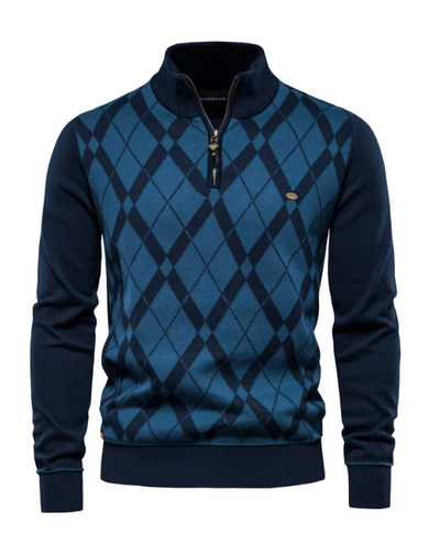Rowe | Argyle Zip Sweater