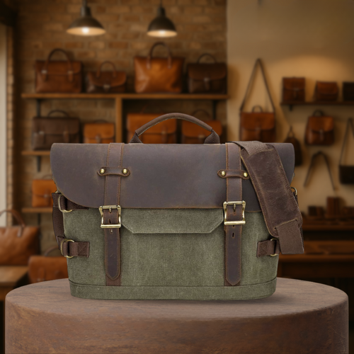 David | Classic Rugged Leather Messenger Bag