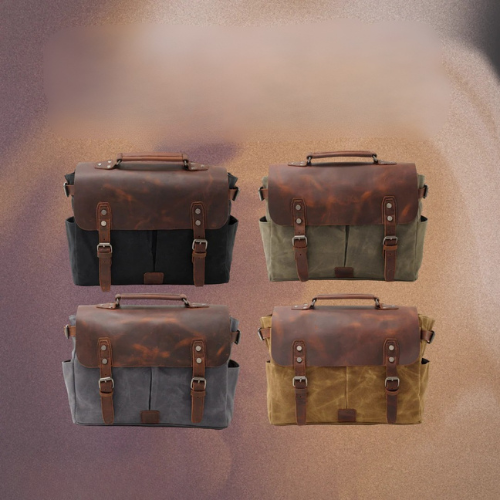 Edward | Classic Canvas Messenger Bag with Leather Flap