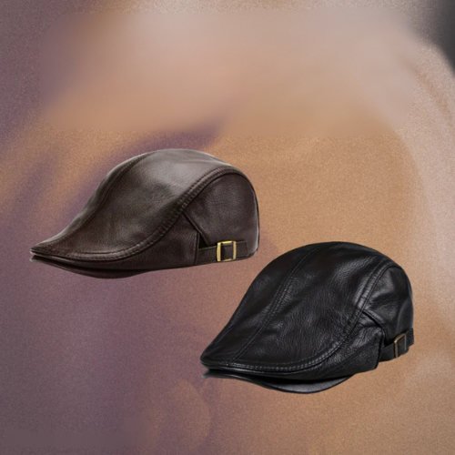 Hanz | Genuine Leather Adjustable Newsboy Cap
