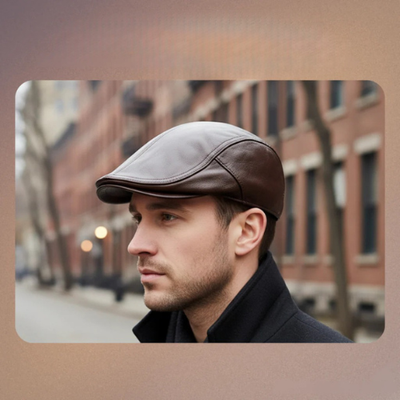 Hanz | Genuine Leather Adjustable Newsboy Cap