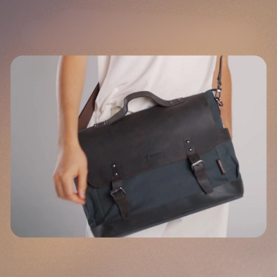 Edward | Classic Canvas Messenger Bag with Leather Flap
