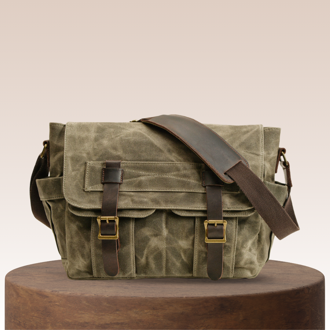 Lester | Vintage Textured Canvas & Leather Shoulder Bag