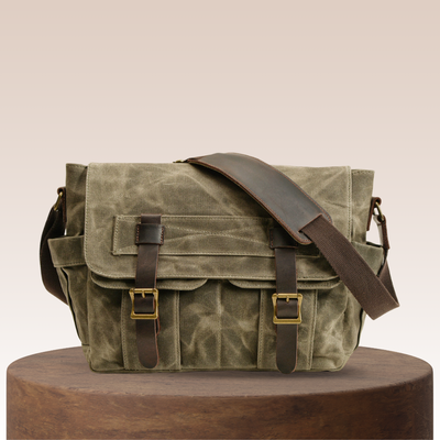 Lester | Vintage Textured Canvas & Leather Shoulder Bag