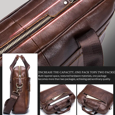 Jacob Leather Large Briefcase | Versatile Messenger Bag