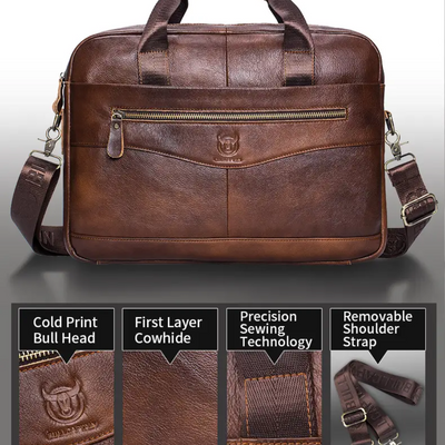 Jacob Leather Large Briefcase | Versatile Messenger Bag