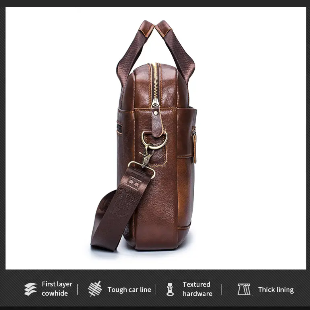 Jacob Leather Large Briefcase | Versatile Messenger Bag