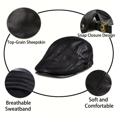 Hudson | Vintage Leather Flat Cap