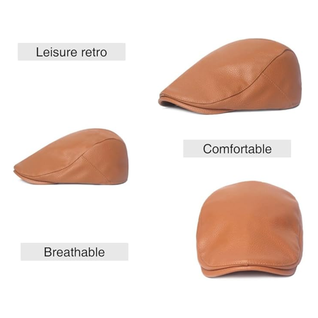 Hudson | Classic Leather Newsboy Cap