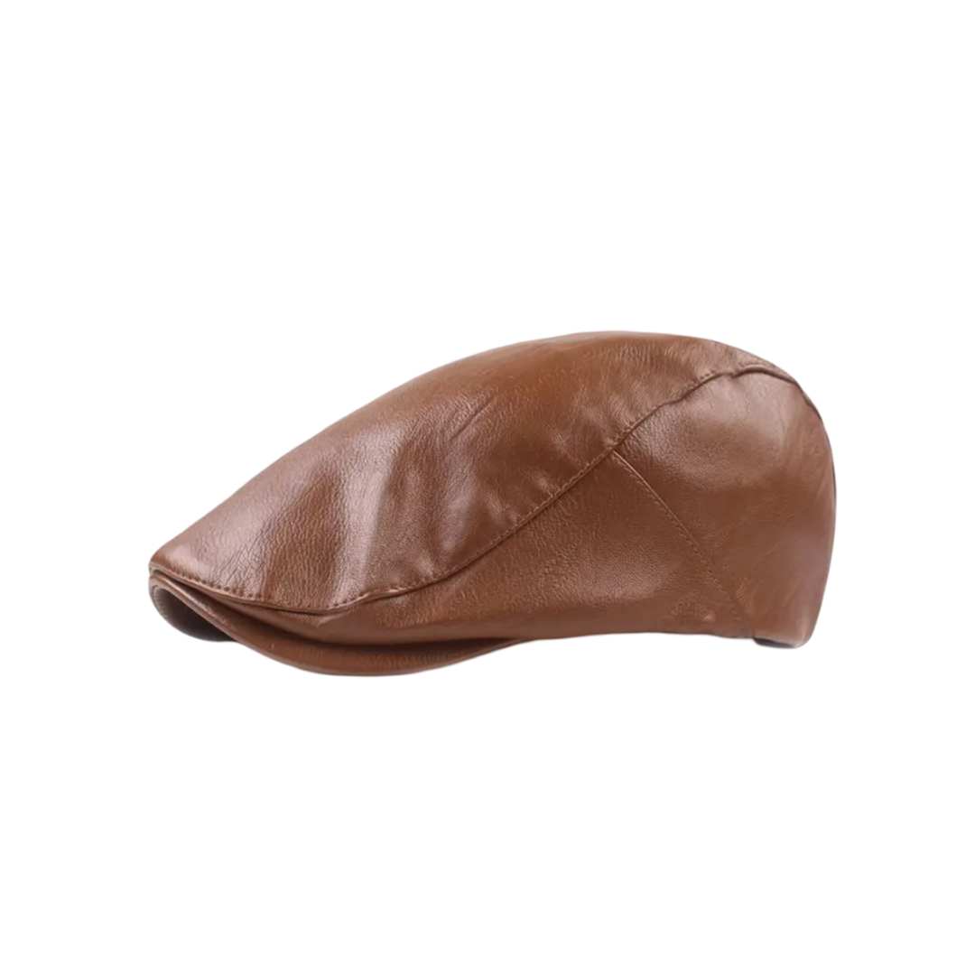 Hudson | Classic Leather Newsboy Cap