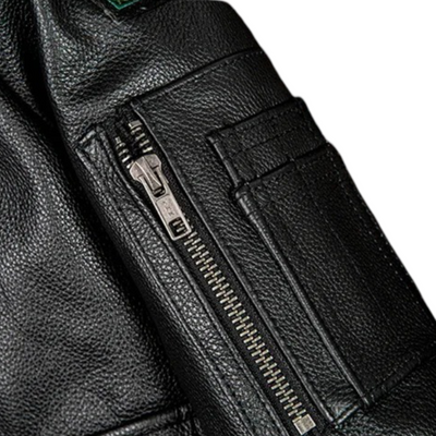 Greg | Men's Leather Jacket Featuring Quilted and Embroidered Details