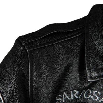Greg | Men's Leather Jacket Featuring Quilted and Embroidered Details