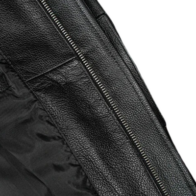 Greg | Men's Leather Jacket Featuring Quilted and Embroidered Details