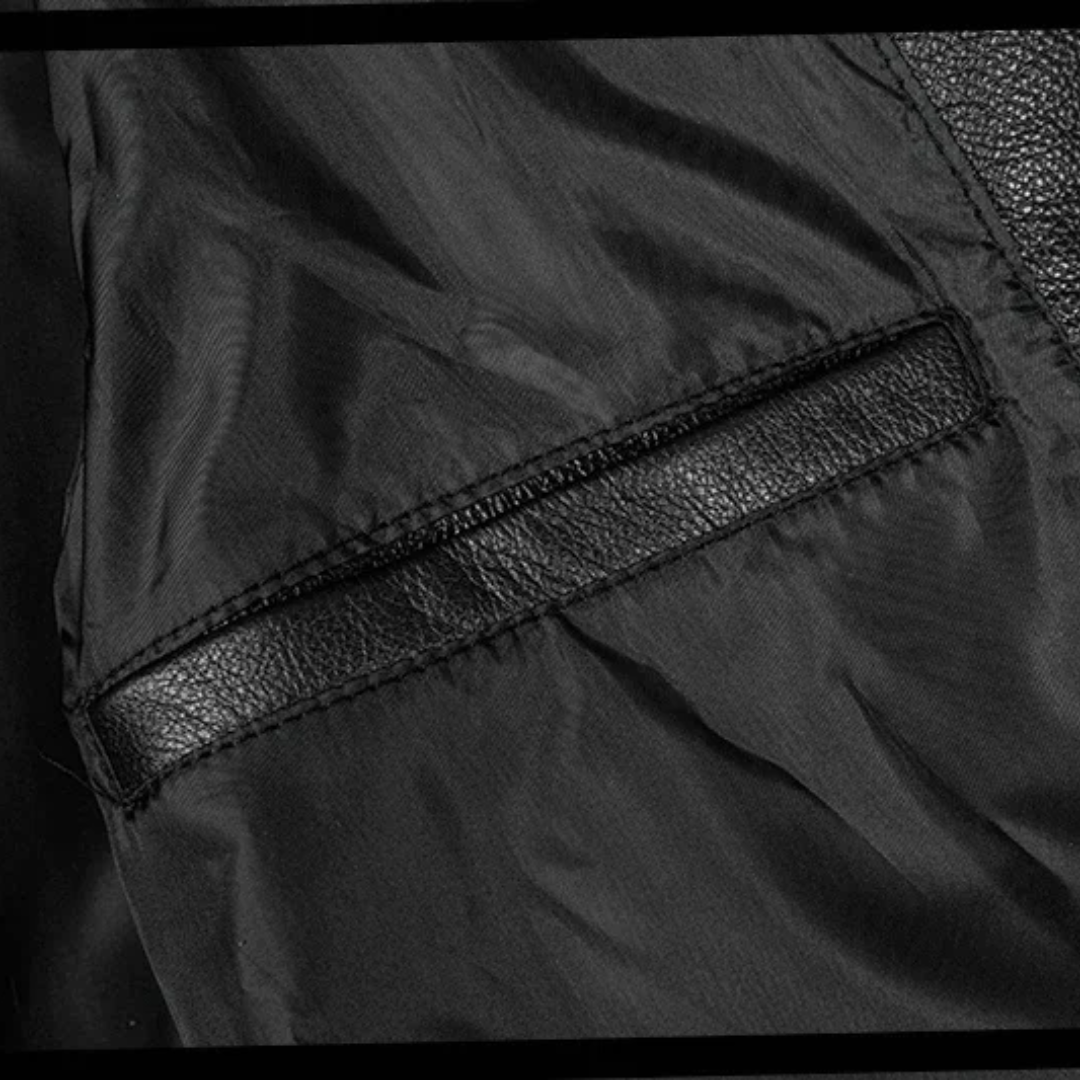 Greg | Men's Leather Jacket Featuring Quilted and Embroidered Details