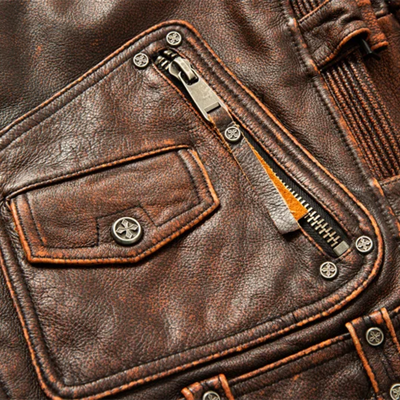 Leif | Vintage-Inspired Slim Fit Leather Biker Jacket
