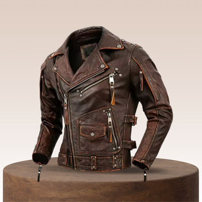 Leif | Vintage-Inspired Slim Fit Leather Biker Jacket