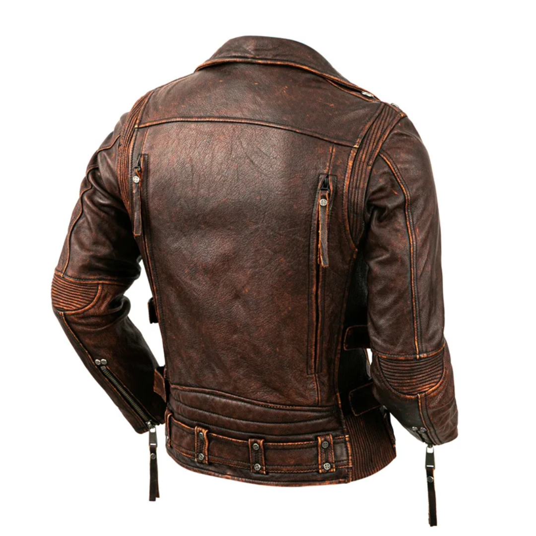 Leif | Vintage-Inspired Slim Fit Leather Biker Jacket