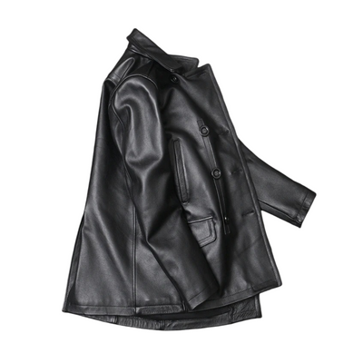 Ford Men's Cowhide Double-Breasted Leather Jacket
