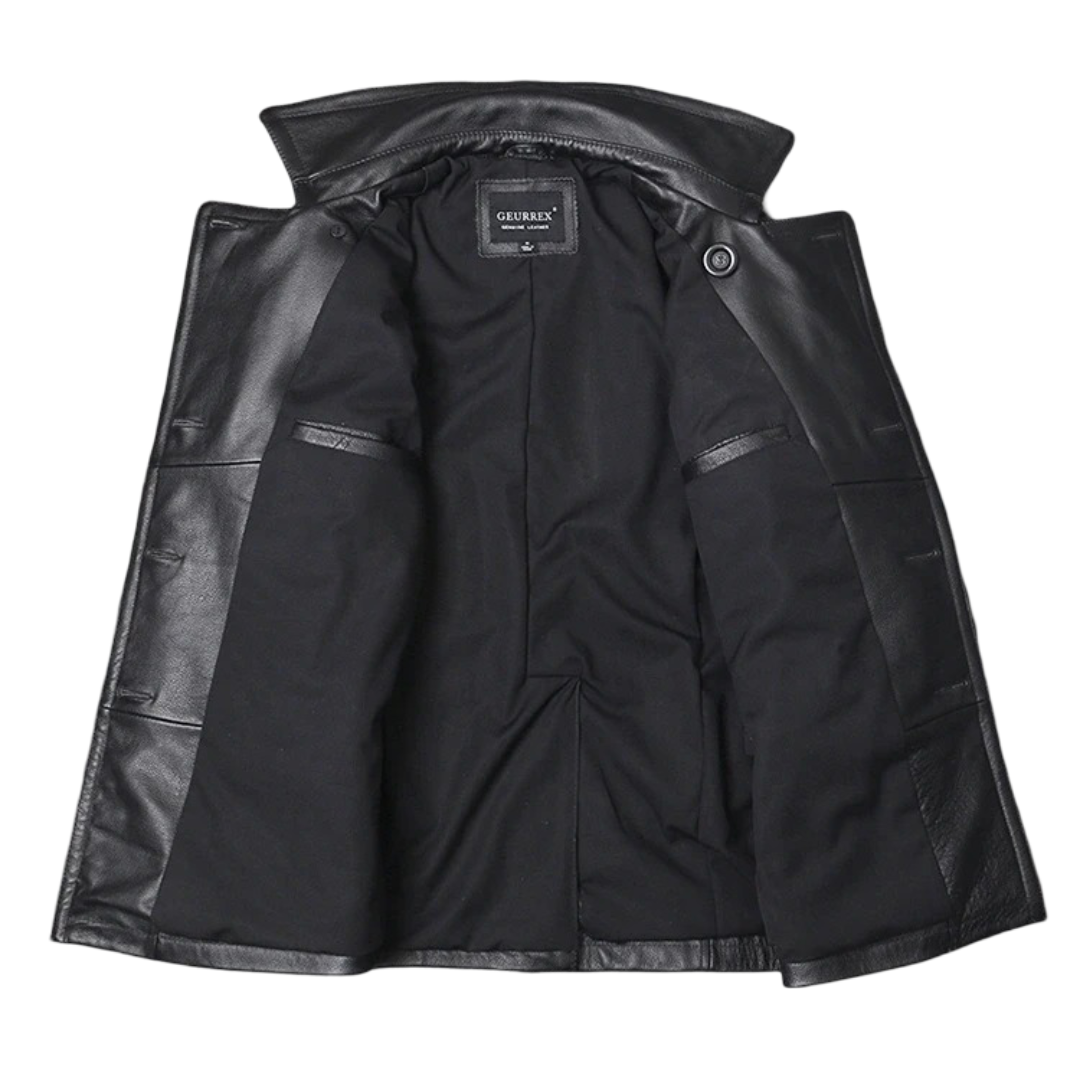 Ford Men's Cowhide Double-Breasted Leather Jacket