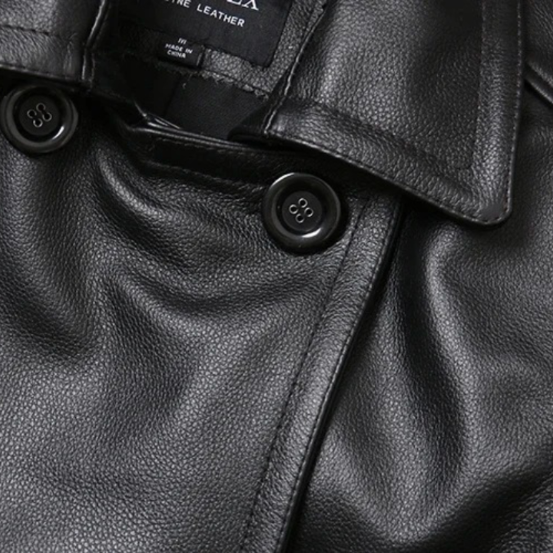 Ford Men's Cowhide Double-Breasted Leather Jacket