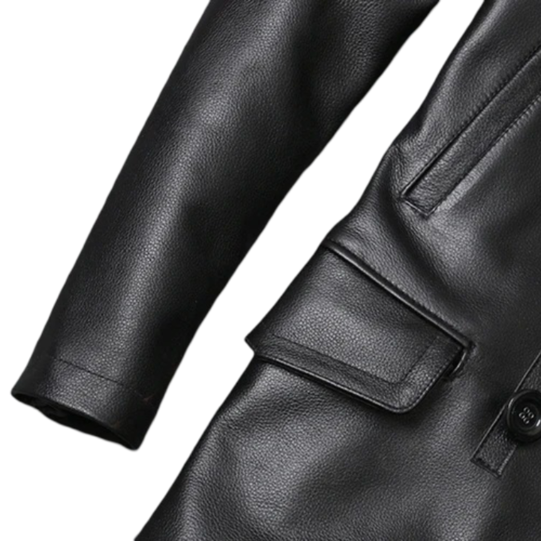 Ford Men's Cowhide Double-Breasted Leather Jacket